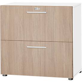 Schäfer Shop Select Hängeregistraturschrank SET UP, 2 HR-Schübe, abschließbar, B 800 x T 420 x H 788 mm, weiß/eiche
