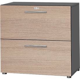 Schäfer Shop Select HR-Schrank Start Off, 2 OH, abschließbar, B 800 x T 420 x H 788 mm, Holz, graphit/Eiche