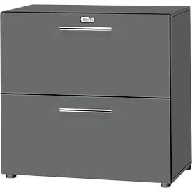 Schäfer Shop Select HR-Schrank Start Off, 2 OH, abschließbar, B 800 x T 420 x H 788 mm, Holz, graphit/graphit
