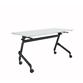 Schäfer Shop Select Klapptisch mit Rollen, Rechteck, Vierkantrohr, B 1400 x T 600 x H 720 mm, lichtgrau/schwarz