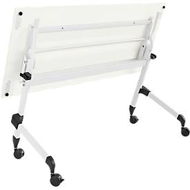 Schäfer Shop Select Klapptisch mit Rollen, Rechteck, Vierkantrohr, B 1400 x T 600 x H 720 mm, weiß/weiß