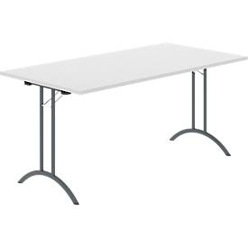 Schäfer Shop Select Klapptisch, Rechteck, Doppel-T-Fußgestell, Spezial-Klappbeschlag & Bodenausgleich, B 1600 x T 800 x H 720 mm, lichtgrau/anthrazit