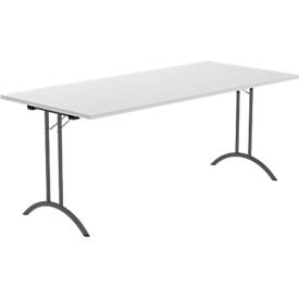 Schäfer Shop Select Klapptisch, Rechteck, Doppel-T-Fußgestell, Spezial-Klappbeschlag & Bodenausgleich, B 1800 x T 800 x H 720 mm, lichtgrau/anthrazit