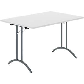 Schäfer Shop Select klaptafel, rechthoekig, dubbel T-poot frame, speciaal klapbeslag & vloercompensatie, B 1200 x D 800 x H 720 mm, lichtgrijs/antraciet