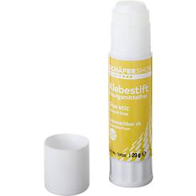 Schäfer Shop Select Klebestift, 20 Gramm, lösungsmittelfrei, geruchsarm, auswaschbar, transparent