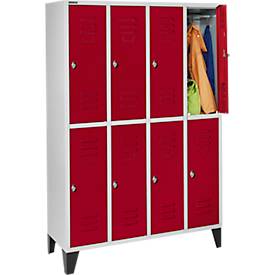 Schäfer Shop Select Kleiderspind, 4 x2 Abteile., m. Füßen, Drehriegelverschluss, Tür rubinrot