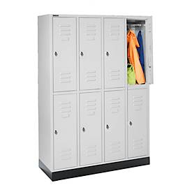 Schäfer Shop Select Kleiderspind, 4 x2 Abteile., m. Sockel, Drehriegelverschluss, Tür lichtgrau