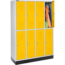 Schäfer Shop Select Kleiderspind, 4 x2 Abteile., m. Sockel, Zylinderschloss, Tür gelb