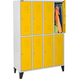 Schäfer Shop Select Kleiderspind, 4x2 Abt., m. Füßen, Zylinderschloss, Tür gelb