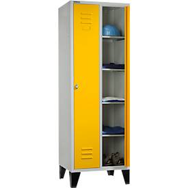 Schäfer Shop Select Kleiderspind, mit 2 Abteilen, mit Füßen, Drehriegelverschluss, lichtgrau/gelb