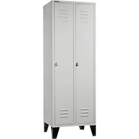 Schäfer Shop Select Kleiderspind, mit 2 Abteilen, mit Füßen, Drehriegelverschluss, lichtgrau/lichtgrau