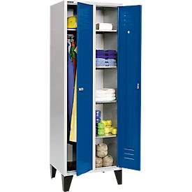 Schäfer Shop Select Kleiderspind, mit 2 Abteilen, mit Füßen, Zylinderschloss, lichtgrau/enzianblau