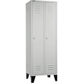 Schäfer Shop Select Kleiderspind, mit 2 Abteilen, mit Füßen, Zylinderschloss, lichtgrau/lichtgrau