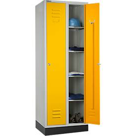 Schäfer Shop Select Kleiderspind, mit 2 Abteilen, mit Sockel, Drehriegelverschluss, lichtgrau/gelb