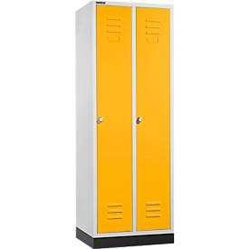 Schäfer Shop Select Kleiderspind, mit 2 Abteilen, mit Sockel, Drehriegelverschluss, lichtgrau/gelb