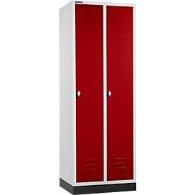 Schäfer Shop Select Kleiderspind, mit 2 Abteilen, mit Sockel, Drehriegelverschluss, lichtgrau/rot