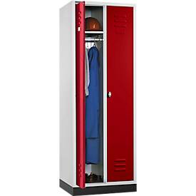 Schäfer Shop Select Kleiderspind, mit 2 Abteilen, mit Sockel, Drehriegelverschluss, lichtgrau/rot