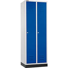 Schäfer Shop Select Kleiderspind, mit 2 Abteilen, mit Sockel, Zylinderschloss, lichtgrau/enzianblau
