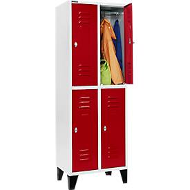 Schäfer Shop Select Kleiderspind, mit 2 x 2 Abteilen, 300 mm, mit Füßen, Drehriegelverschluss, Tür rubinrot