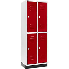 Schäfer Shop Select Kleiderspind, mit 2 x 2 Abteilen, 300 mm, mit Sockel, Drehriegelverschluss, Tür rubinrot