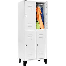 Schäfer Shop Select Kleiderspind mit 2 x 2 Abteilen, 400 mm, mit Füßen, Drehriegelverschluss, Tür lichtgrau
