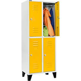 Schäfer Shop Select Kleiderspind mit 2 x 2 Abteilen, 400 mm, mit Füßen, Drehriegelverschluss, Tür rapsgelb