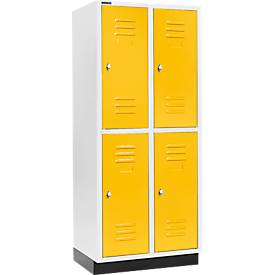 Schäfer Shop Select Kleiderspind, mit 2 x 2 Abteilen, 400 mm, mit Sockel, Drehriegelverschluss, Tür rapsgelb