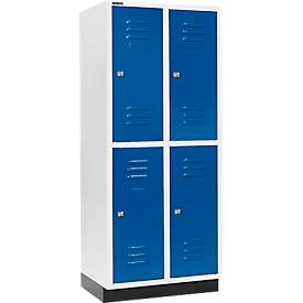 Schäfer Shop Select Kleiderspind, mit 2 x 2 Abteilen, 400 mm, mit Sockel, Zylinderschloss, Tür enzianblau