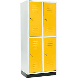 Schäfer Shop Select Kleiderspind, mit 2 x 2 Abteilen, 400 mm, mit Sockel, Zylinderschloss, Tür rapsgelb
