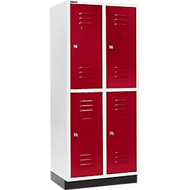 Schäfer Shop Select Kleiderspind, mit 2 x 2 Abteilen, 400 mm, mit Sockel, Zylinderschloss, Tür rubinrot