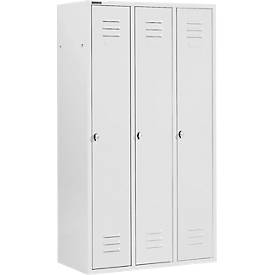 Schäfer Shop Select Kleiderspind mit 3 Abteilen, Drehriegelverschluss, lichtgrau/lichtgrau