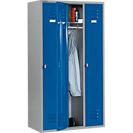 Schäfer Shop Select Kleiderspind mit 3 Abteilen, Drehriegelverschluss, weißaluminium/enzianblau