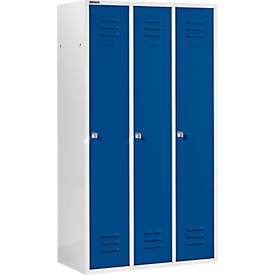 Schäfer Shop Select Kleiderspind mit 3 Abteilen, Zylinderschloss, lichtgrau/enzianblau