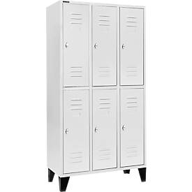 Schäfer Shop Select Kleiderspind, mit 3 x 2 Abteilen, 300 mm, mit Füßen, Drehriegelverschluss. Tür lichtgrau