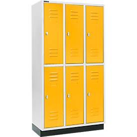 Schäfer Shop Select Kleiderspind, mit 3 x 2 Abteilen, 300 mm, mit Sockel, Drehriegelverschluss, Tür gelb