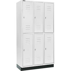 Schäfer Shop Select Kleiderspind, mit 3 x 2 Abteilen, 300 mm, mit Sockel, Drehriegelverschluss, Tür lichtgrau