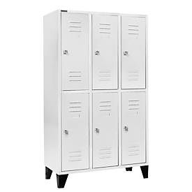 Schäfer Shop Select Kleiderspind, mit 3 x 2 Abteilen, 400 mm, mit Füßen, Zylinderschloss, Tür lichtgrau