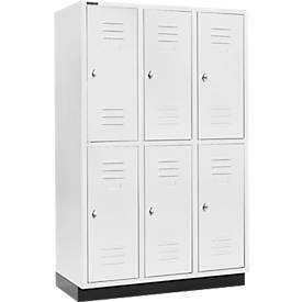 Schäfer Shop Select Kleiderspind, mit 3 x 2 Abteilen, 400 mm, mit Sockel, Drehriegelverschluss, Tür lichtgrau