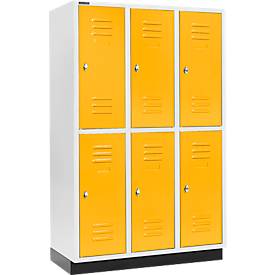 Schäfer Shop Select Kleiderspind, mit 3 x 2 Abteilen, 400 mm, mit Sockel, Drehriegelverschluss, Tür rapsgelb