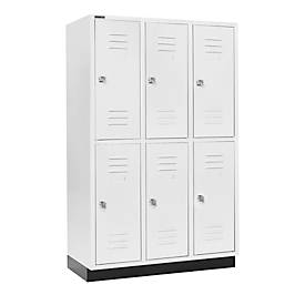 Schäfer Shop Select Kleiderspind, mit 3 x 2 Abteilen, 400 mm, mit Sockel, Zylinderschloss, Tür lichtgrau