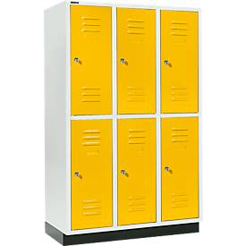 Schäfer Shop Select Kleiderspind, mit 3 x 2 Abteilen, 400 mm, mit Sockel, Zylinderschloss, Tür rapsgelb