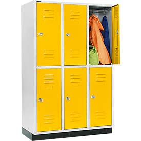 Schäfer Shop Select Kleiderspind, mit 3 x 2 Abteilen, 400 mm, mit Sockel, Zylinderschloss, Tür rapsgelb