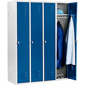 Schäfer Shop Select Kleiderspind mit 4 Abteilen, Drehriegelverschluss, lichtgrau/enzianblau