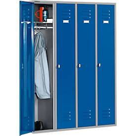 Schäfer Shop Select Kleiderspind mit 4 Abteilen, Drehriegelverschluss, weißaluminium/enzianblau