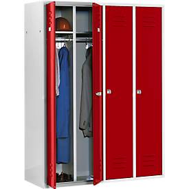 Schäfer Shop Select Kleiderspind mit 4 Abteilen, Zylinderschloss, lichtgrau/rot