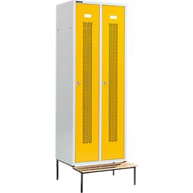 Schäfer Shop Select Kleiderspind, mit Sitzbank, 2 Abteile, 300 mm, Zylinderschloss, Tür rapsgelb