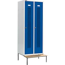 Schäfer Shop Select Kleiderspind, mit Sitzbank, 2 Abteile, 400 mm, Drehriegelverschluss, Tür enzianblau