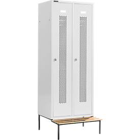 Schäfer Shop Select Kleiderspind, mit Sitzbank, 2 Abteile, 400 mm, Drehriegelverschluss, Tür lichtgrau