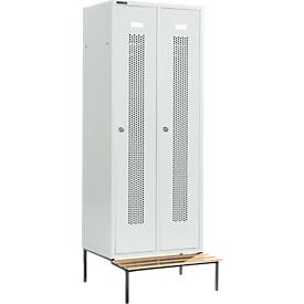 Schäfer Shop Select Kleiderspind, mit Sitzbank, 2 Abteile, 400 mm, Zylinderschloss, Tür lichtgrau