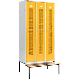 Schäfer Shop Select Kleiderspind, mit Sitzbank, 3 Abteile, 300 mm, Zylinderschloss, Tür rapsgelb